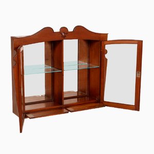 Art Nouveau Austrian Walnut Wall Display Cabinet, 1920s