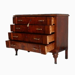 Vintage Art Deco Commode in Burl Walnut with Marble Top