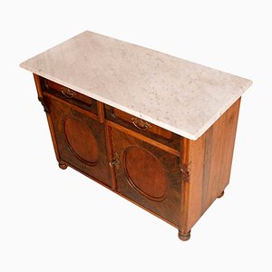 Mueble italiano Biedermeier antiguo con superficie de mármol Carrara