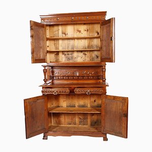 Art Nouveau Provençal Hand-Carved Solid Wood Cabinet