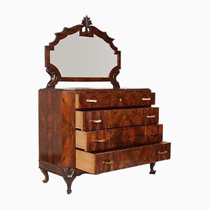 Art Deco Carved Walnut & Burl Dresser by Testolini & Salviati, 1920s