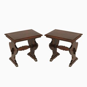 Antike toskanische Renaissance Hocker, 2er Set