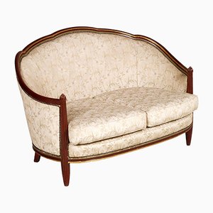 Art Nouveau Lacquered and Gilt Carved Walnut 2-Seater Sofa