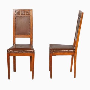 Chaises Art Nouveau en Merisier, Set de 2