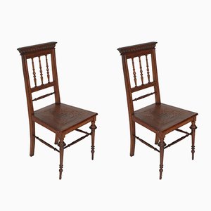 Suite de Chaises Chiavarine en Noyer Tourné, 19ème Siècle