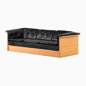 Sofa aus Leder & Kiefernholz, 1970er