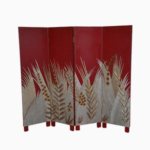 Art Deco Style Wooden Folding Screen Room Divider, 1970s