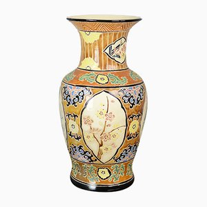 Vaso grande vintage con decorazione floreale