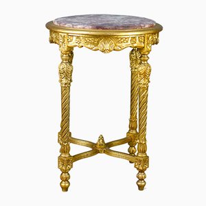 French Giltwood & Marble Side Table, 1980s