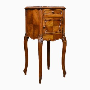 Antique French Walnut & Marble Bedside Cabinet, 1910s