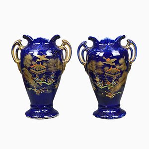 Vasi in ceramica blu, anni '80, set di 2