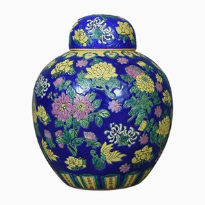 Vaso grande vintage in ceramica policroma