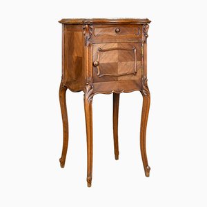 Antique French Walnut & Marble Bedside Cabinet, 1890s