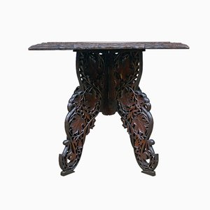 Anglo-Indian Carved Teak Campaign Table, 1900s