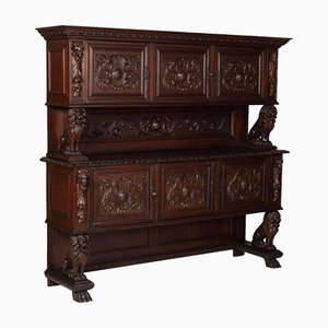 Renaissance-Style Hand-Carved Walnut Sideboard by Giuseppe Scalambrin, 1800s