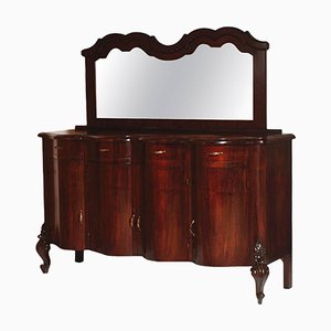 Credenza in stile barocco in radica di noce con specchio, fine XIX secolo