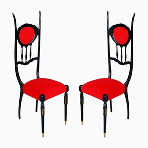 Ebonized Walnut Chiavarine Eclectic Chairs by Carlo Mollino, 1930s, Set of 2