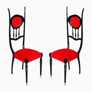 Set of Ebonized Walnut Chiavarine Eclectic Chairs by Carlo Mollino, 1930s