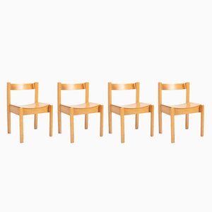 Vintage English Bent Plywood and Beech Chairs, 1960s, Set of 4