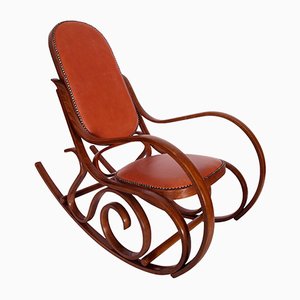 Sedia a dondolo Art Nouveau in faggio curvato di Michael Thonet
