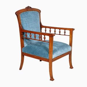 Art Nouveau Italian Walnut Armchair, 1910s