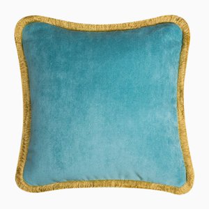 Coussin Happy Bleu Clair et Jaune de Lo Decor