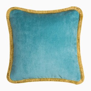 Happy Pillow in Light Blue and Yellow from Lo Decor