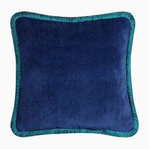 Cuscino Happy in blu notte e verde acqua di Lo Decor