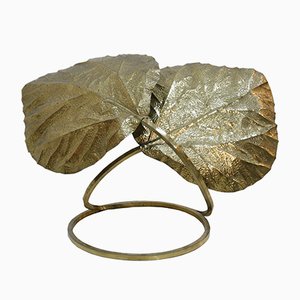 Italian Brass Leaf Table Lamp by Tommaso Barbi, 1970s