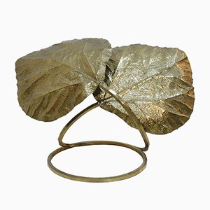 Italian Brass Leaf Table Lamp by Tommaso Barbi, 1970s