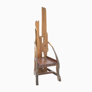 Skulpturaler Mid-Century Stuhl aus Olivenholz & Nussholz