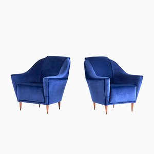 Blaue Samtsessel Set von Ico & Luisa Parisi für Ariberto Colombo, 1951