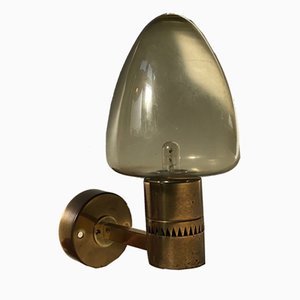 Swedish Brass & Smoked Glass Sconce by Hans Agne Jakobsson for Markaryd, 1960s