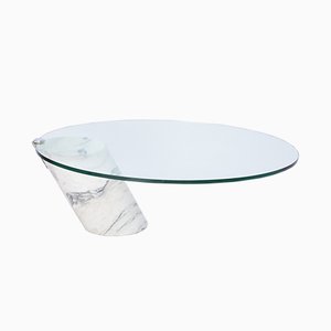 Model K1000 White Marble & Glass Coffee Table by Team Form for Ronald Schmitt, 1980s