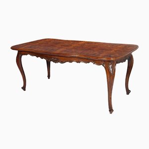 Venetian Burl Walnut Baroque Hand-Carved Dining Table, 1930s