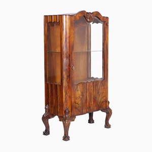 Chippendale Walnut & Burl Walnut Display Cabinet, 1910s