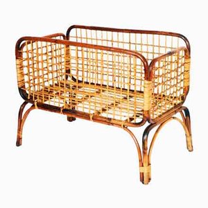 Mid-Century Bambus & Rattan Wiege, 1950er