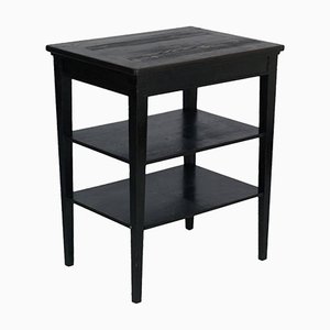 Table d'Appoint Rustique Vintage en Noyer Massif Noirci