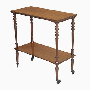 Mid-Century Italian Mahogany Sliding Side Table on Turned Legs, 1950s
