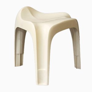 Tabouret en Plastique Blanc Organique, 1970s