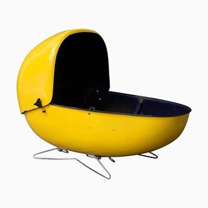Bright Yellow Fiberglass Portable Travel Cradle, 1960s