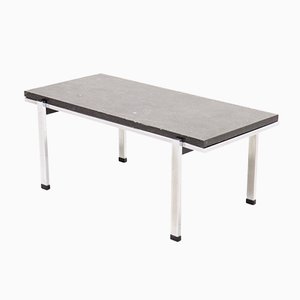 Mid-Century Grey Limestone & Chrome Coffee Table, 1960s