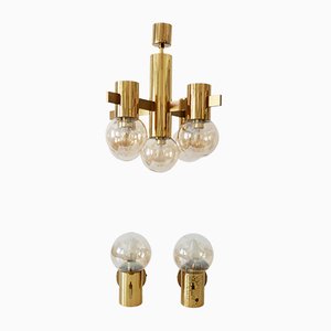 Chandelier & 2 Wall Lamps Set by Hans-Agne Jakobsson for Markaryd, 1960s, Set of 3