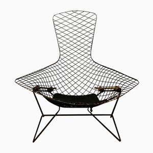 Sedia Bird vintage nera nello stile di Harry Bertoia per Knoll, 1952