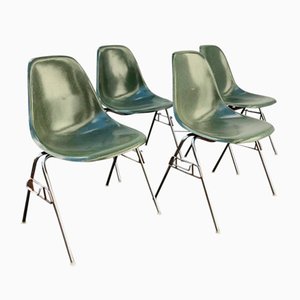 Fiberglass DSS Stacking Chairs by Ray & Charles Eames for Herman Miller, 1950s, Set of 4