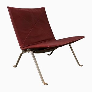 Poltrona PK22 in pelle rossa di Poul Kjaerholm per E. Kold Christensen, 1956