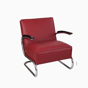 Wine Red Cantilever Chair from Thonet, 1930s
