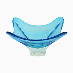 Cyan Blue Murano Glass Bowl, 1960s
