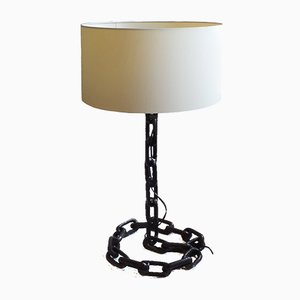 Mid-Century Brutalist Iron Chain Table Lamp, 1970s