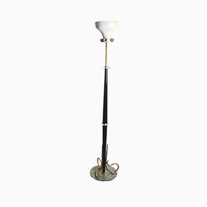 Mid-Century Floor Lamp with Brass Finishes, 1950s
